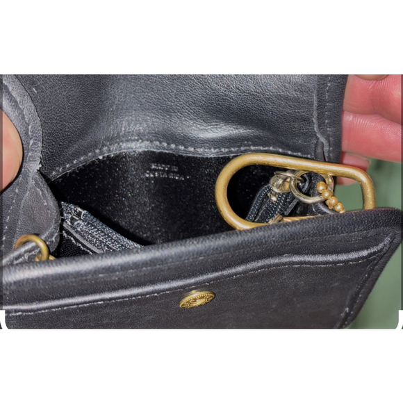 Rare Vintage Coach Quiet Luxury Rich Black Leather Purse Wallet Brass Keyring - Picture 7 of 13